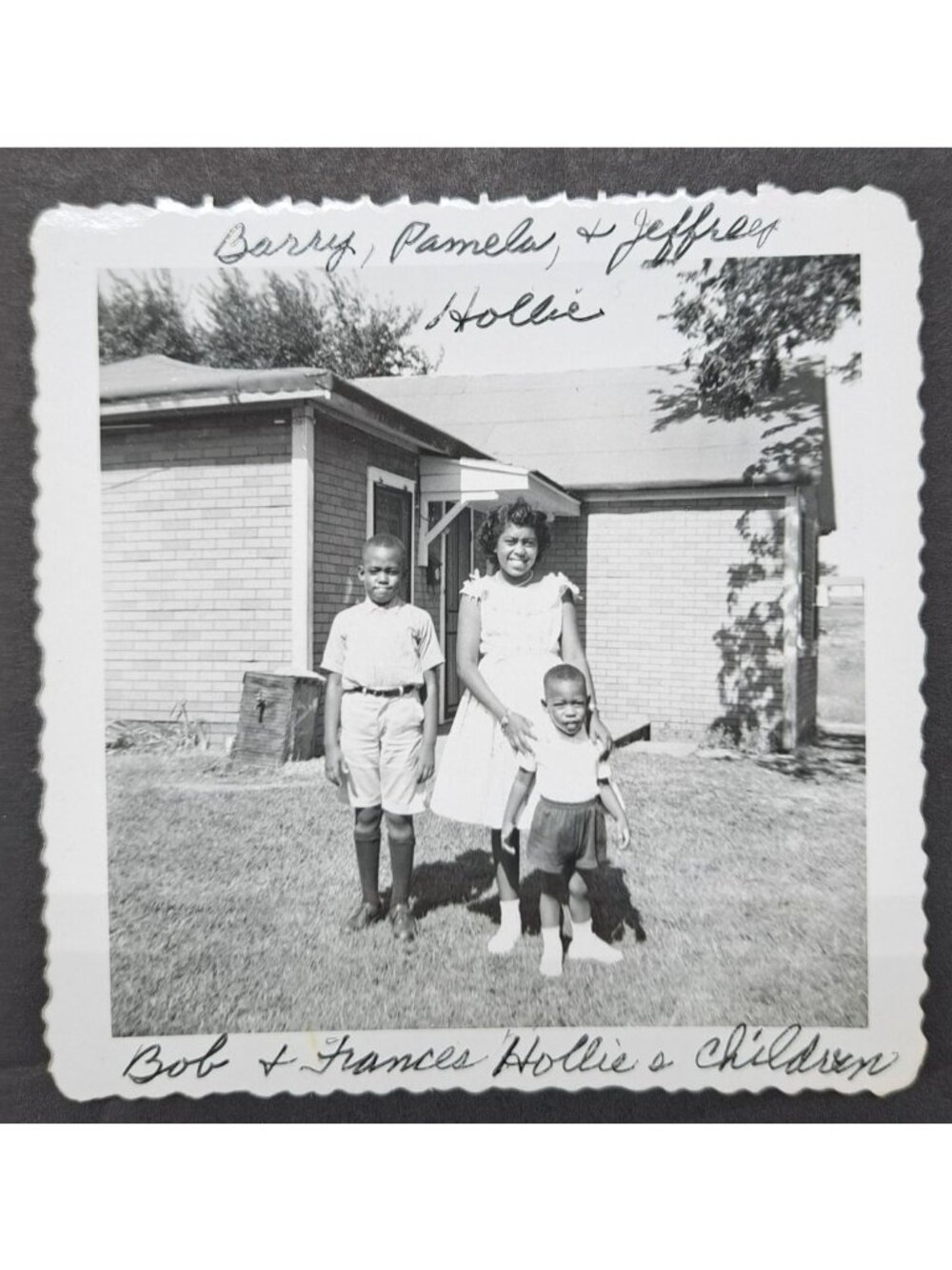 Vintage Photo Black White Three African American Children Outside Siblings Found